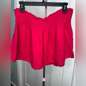 Anthropology Stark X Large red mini skirt beach cruise spring 100% cotton